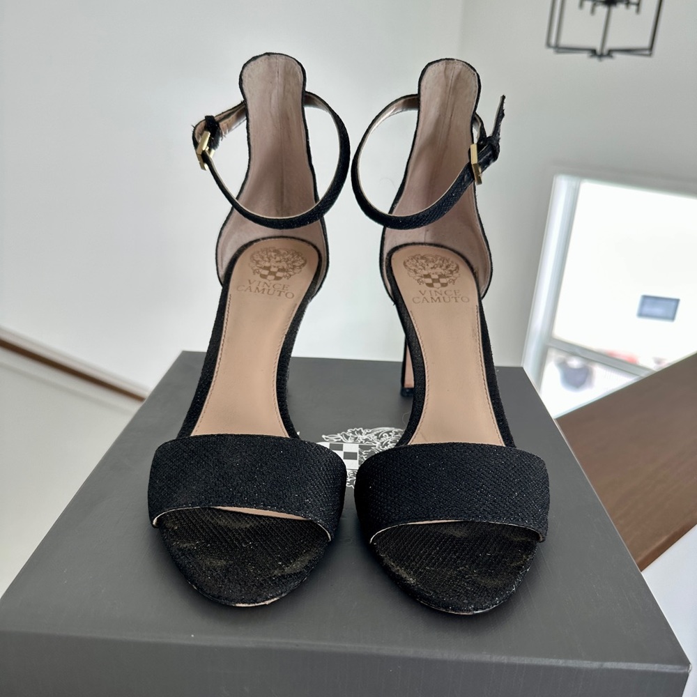 Vince Camuto Court Ankle Strap Black Heel